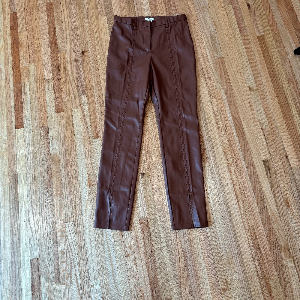 NWT Jason Wu Faux Leather Pants Brown Size M